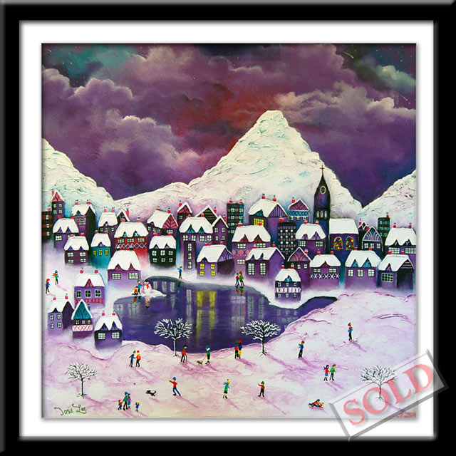 Lakeside in Winter - original art by Josie Lee