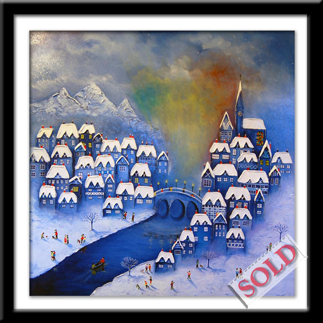 Riverside in Winter - original art by Josie Lee